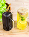 KAYYY - Square Glass Tumbler with Lid & Straw