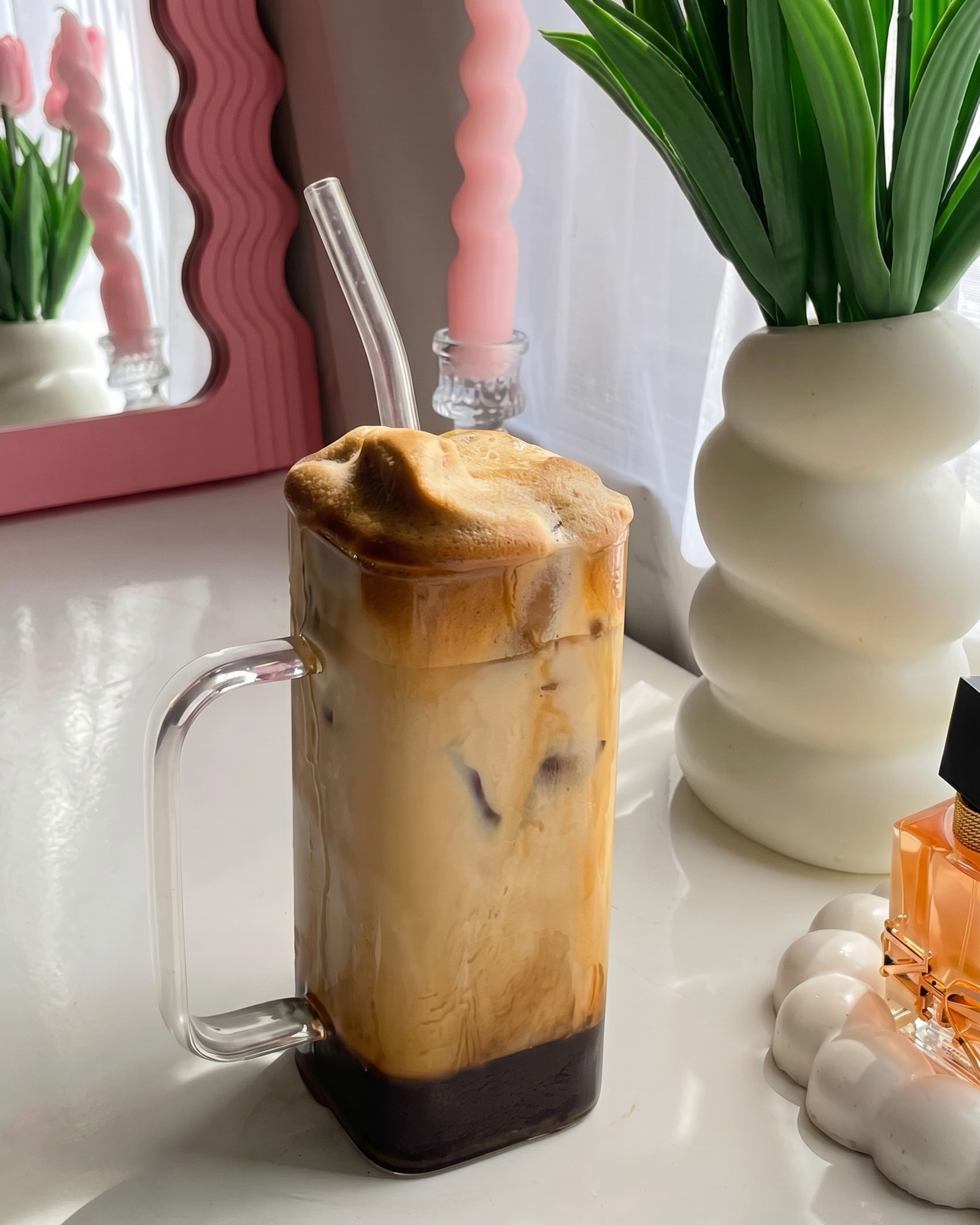 KAYYY - Square Glass Tumbler with Bamboo Lid & Straw