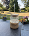 KAYYY - Wavy Glass Tumbler with Bamboo Lid & Straw