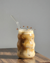 KAYYY - Wavy Glass Tumbler with Bamboo Lid & Straw