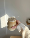 KAYYY - Wavy Glass Tumbler with Bamboo Lid & Straw