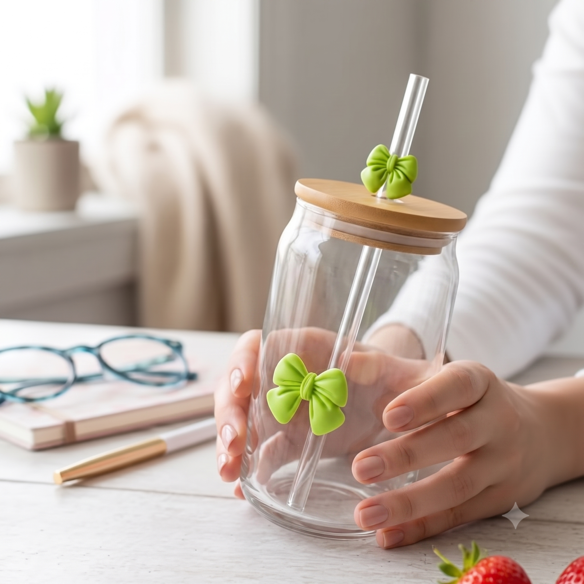 KAYYY - Can Glass Tumbler with Bamboo Lid & Straw