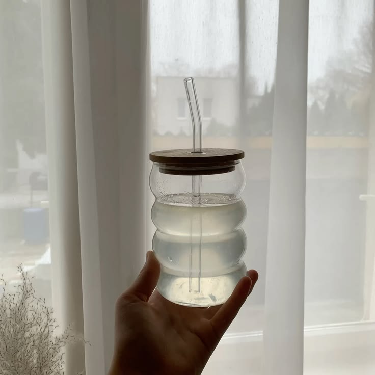 KAYYY - Bubble Glass Tumbler with Bamboo Lid & Straw