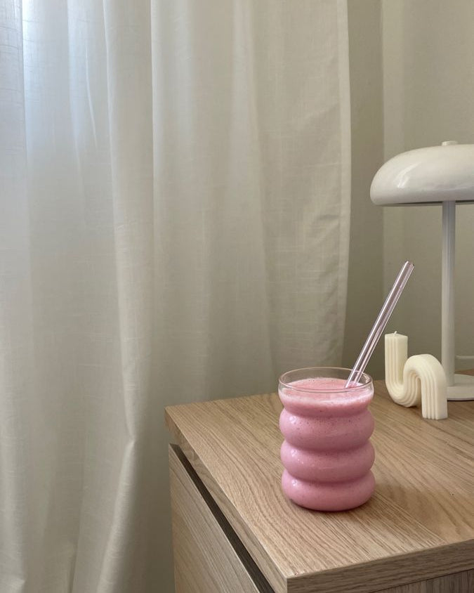 KAYYY - Bubble Glass Tumbler with Bamboo Lid & Straw