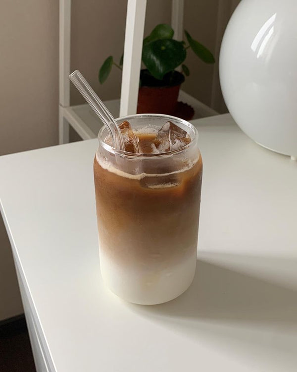 KAYYY - Can Glass Tumbler with Bamboo Lid & Straw