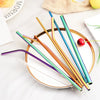 Reusable Stainless Steel Metal Straw | 8.5" Drink Straw with Cleaning Brush