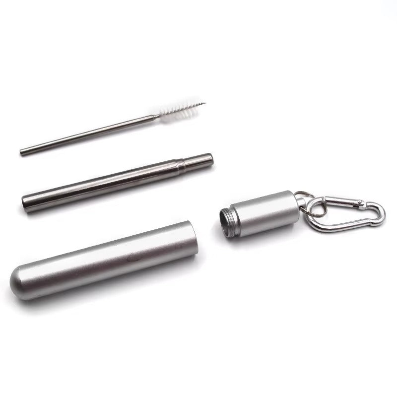 Portable Telescopic Metal Straw Set | Reusable Stainless Steel Travel Straw & Case