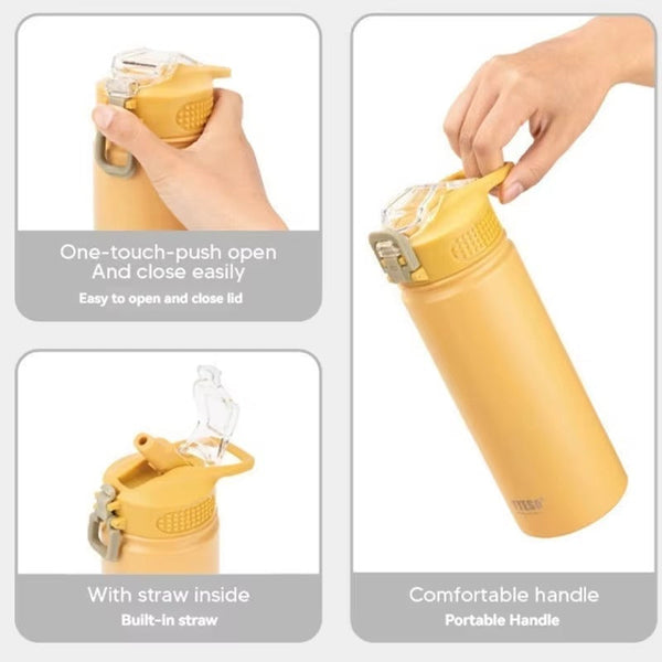 TYESO Stainless Steel Thermos with Straw | 600ml & 750ml