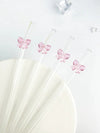 Cute Pink Bowknot Glass Straws | Reusable