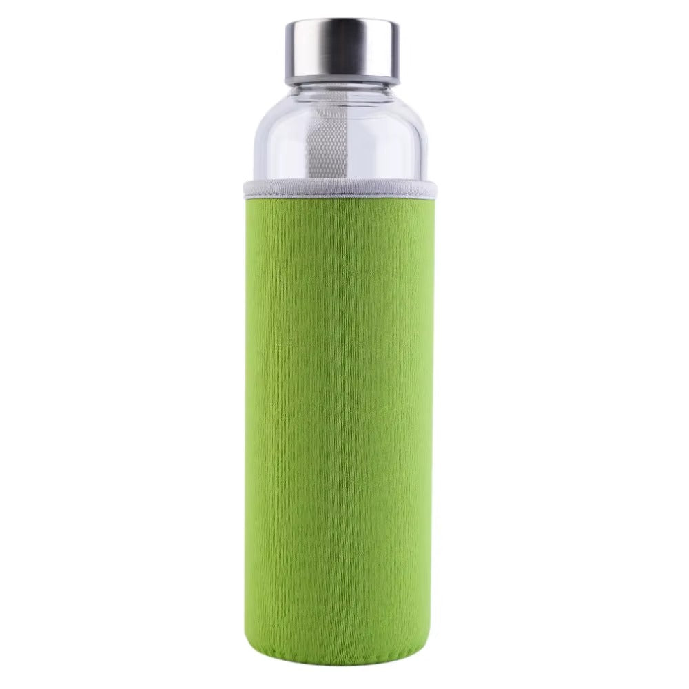 550ml Minimalist Glass Water Bottle | Shatterproof Sleeve & Lanyard