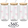 KAYYY - Pink Bow Glass Tumbler with Bamboo Lid & Straw