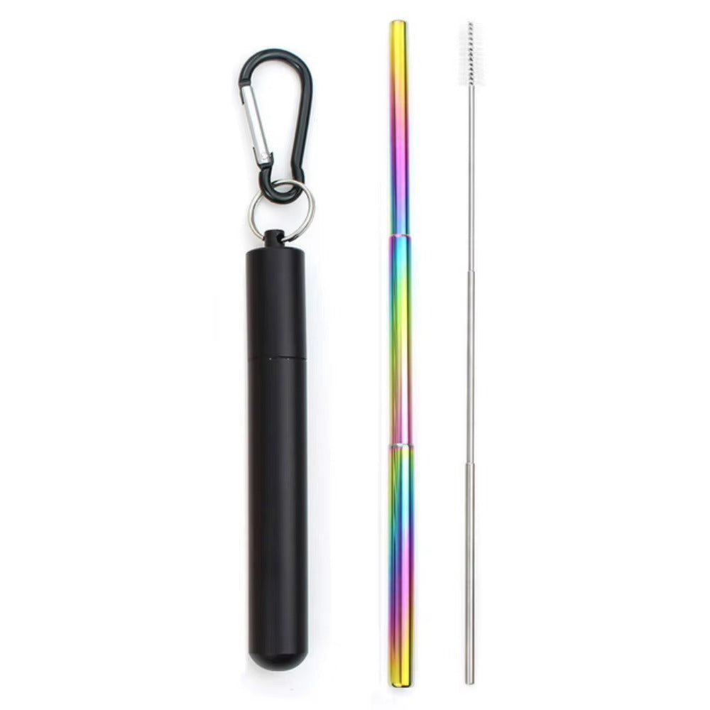 Portable Telescopic Metal Straw Set | Reusable Stainless Steel Travel Straw & Case