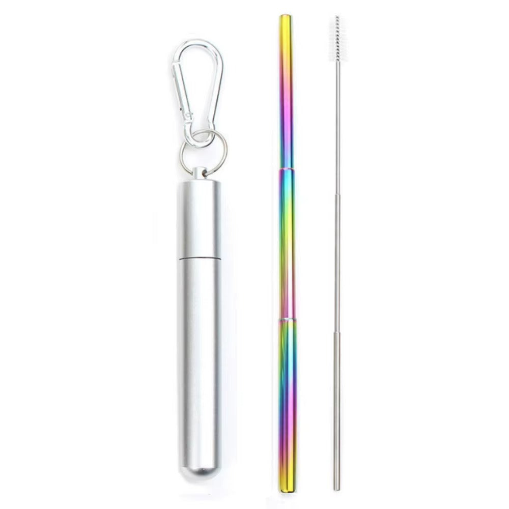 Portable Telescopic Metal Straw Set | Reusable Stainless Steel Travel Straw & Case