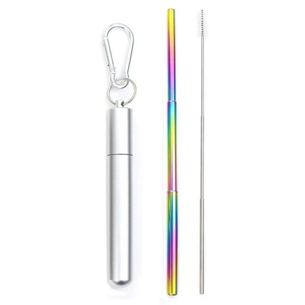 Portable Telescopic Metal Straw Set | Reusable Stainless Steel Travel Straw & Case