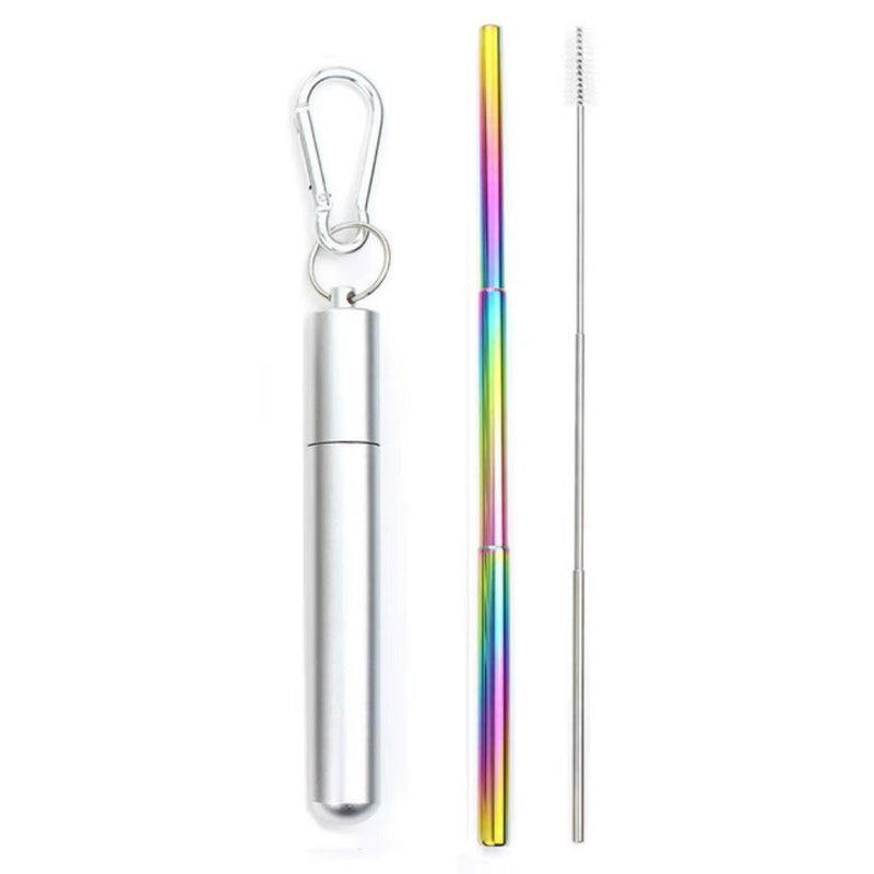 Portable Telescopic Metal Straw Set | Reusable Stainless Steel Travel Straw & Case
